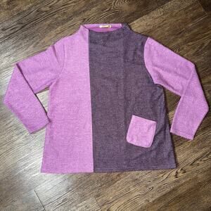 TRISHA TYLER Purple Block Pattern LS Sweater mockneck L